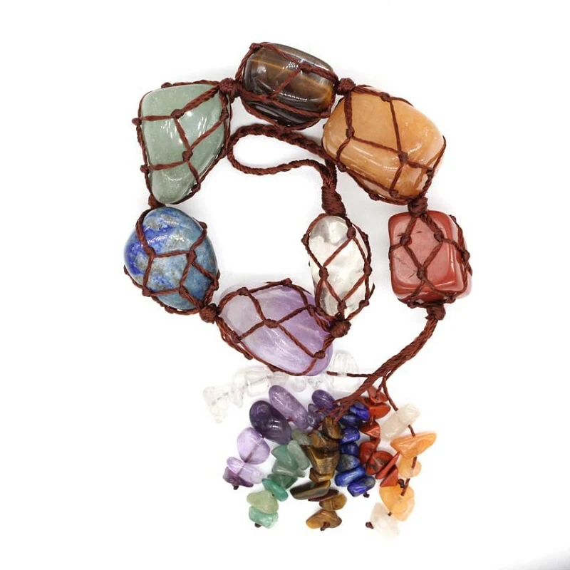 

7 Chakra Hanging Ornament Tassel Spiritual Meditation Hanging/Window/Feng Shui Ornament Natural Stone