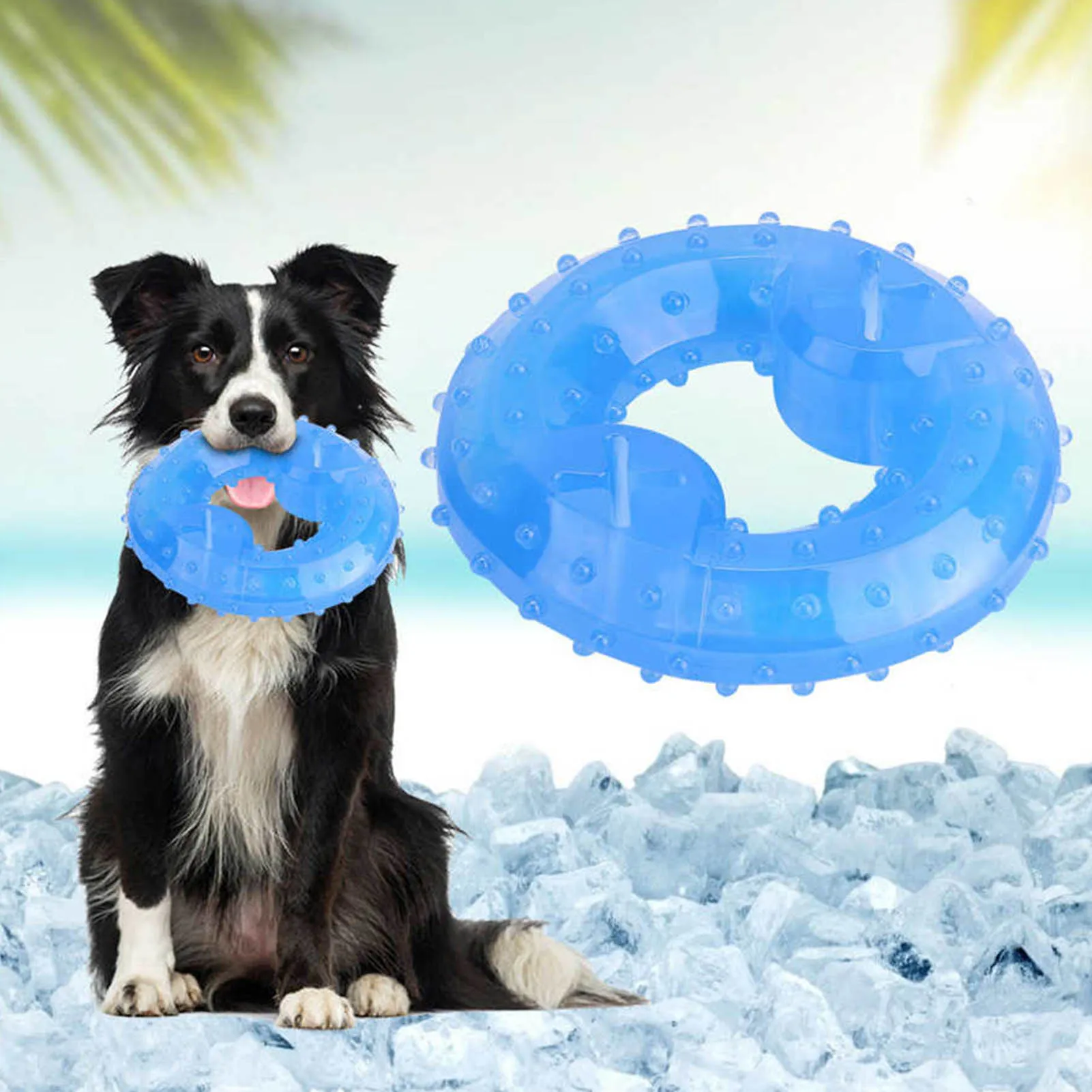 2021 Dogs Ball Shape Pet Teether Cooling Chew Toy For Dogs Teething Toy For Puppies Fit With Treats Dog Supplies