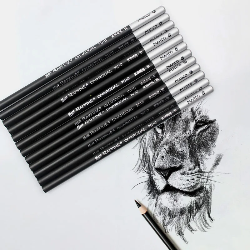 Marco Charcoal Sketching Pencils Art Pencils Graphite Alot Soft-medium-hard  Charcoal Pen High-gloss White Brown Art Supplies - Sketch Charcoal Pencils  - AliExpress