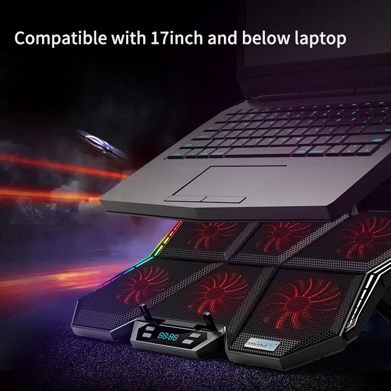 Coolcold-gaming Rgb Laptop Cooler 1217 Polegada Tela Led Notebook Cooling Pad Suporte com Six Fan e Portas Usb - Imagem 5
