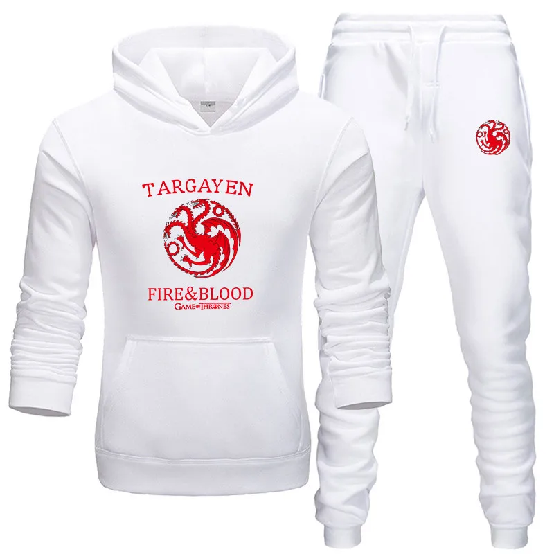 

2019 Tracksuit Suits Brand Hoodies+Pants Men High Quality Game of Thrones printing fashion mens sportswear Casual male coats