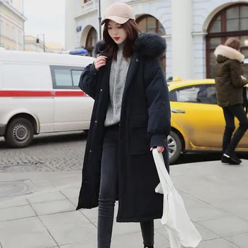 

Fashion 2019 Winter Women Solid Big Fur Casual Parkas Long Hooded Oversize Suede Coat Female Zipper Pockets Outwear Clothing