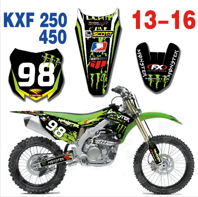 Пользовательская номерная пластина наклейки и фоны графика для Kawasaki KX250F KXF 250 KX 250F KXF250 2013