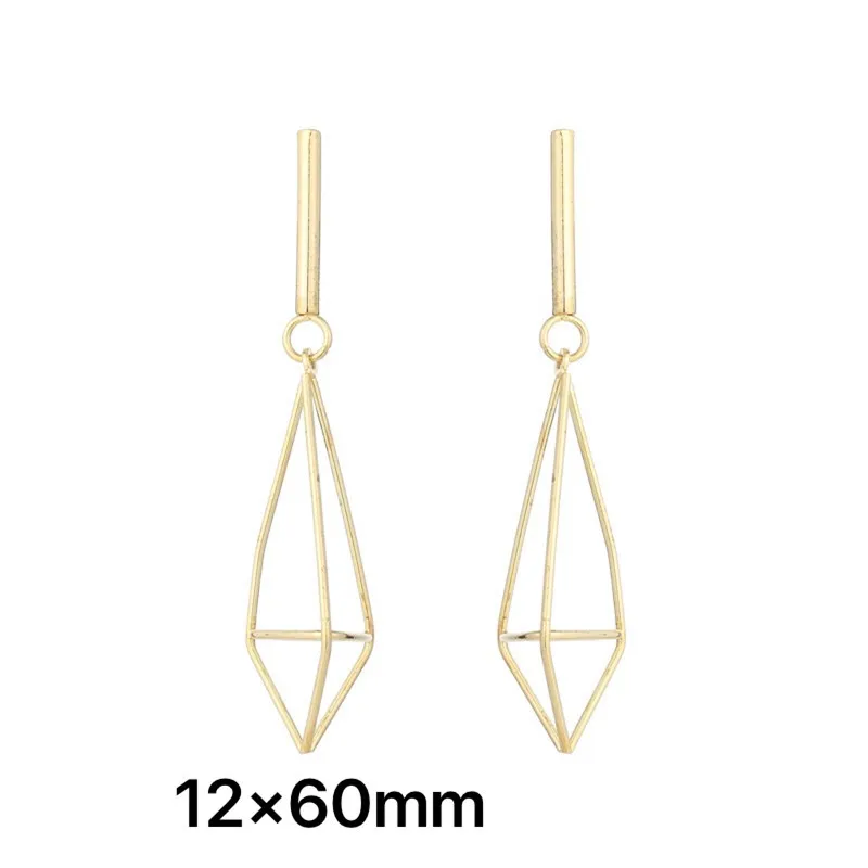 

European and American fashion minimalist earring 925 earrings pin long geometric stereo earring