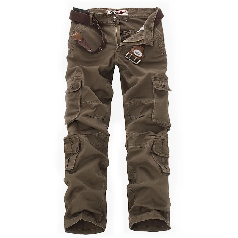 OCHENTA Mens Cotton Washed Multi Pockets Military Cargo Pant Men