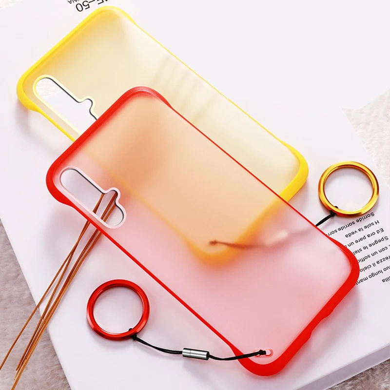 Frameless Transparent Matte Hard Phone Case For Huawei Honor 20 Pro Nova 5 Pro Case Honor 20 Pro Nova 5 Pro With Ring Lanyard