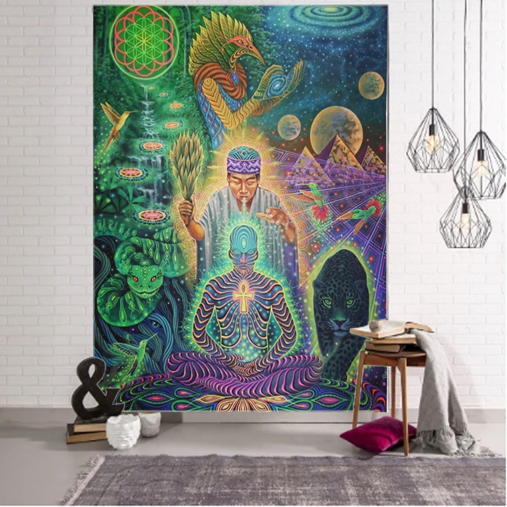 Nordic goddess occupying decorative tapestry mandala bohemian tapestry art deco blanket curtain hanging Tapestry Decor at home bedroom