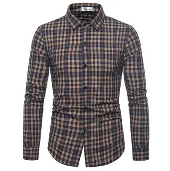 

Lattice Grid Mens Long sleeve Shirt Check Plaid Evening Dress Business Casual Shirt Men's clothing Blouse Men New