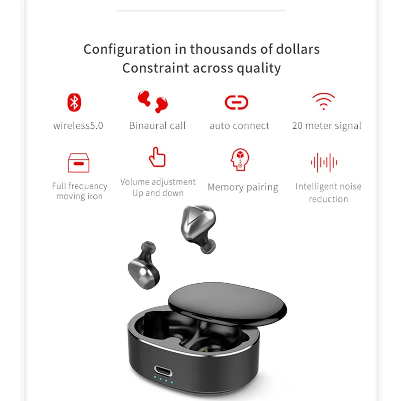 Спортивные bluetooth-наушники, стерео музыкальные наушники, игровые наушники, T50 TWS 5,0, 3D, беспроводной, уменьшающий шум, наушники