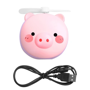

Pig Beauty Portable Led Mirror Pocket Fan Usb Charging Mini Handheld Fan With Mirror Led Light Portable Small Fan-2