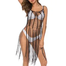 Women Sexy Out Beach Cover Up Crochet Bikini Tassel Cover Up Bathing Suit Swimwear Dress Cover-Ups ????????? 2020 Women Sexy Out Beach Cover Up Crochet Bikini Tassel Cover Up Bathing Suit Swimwear Dress Cover-Ups ????????? 2020