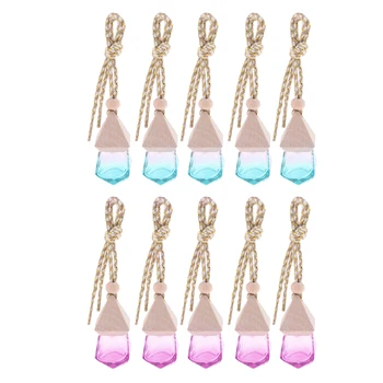 

10 Pieces Clear Glass Aromatherapy Vials, Essential Oil Perfume Diffuser Air Refreshing Hanging Bottles Necklace Car Decorations