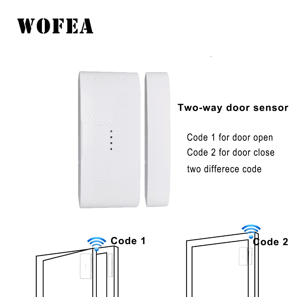 Wireless Two Way Door Window Sensor Two Difference RF Signal Code When Open & Closed Magnetic Detector 433mh 1527 CR2032 Battery home security keypad