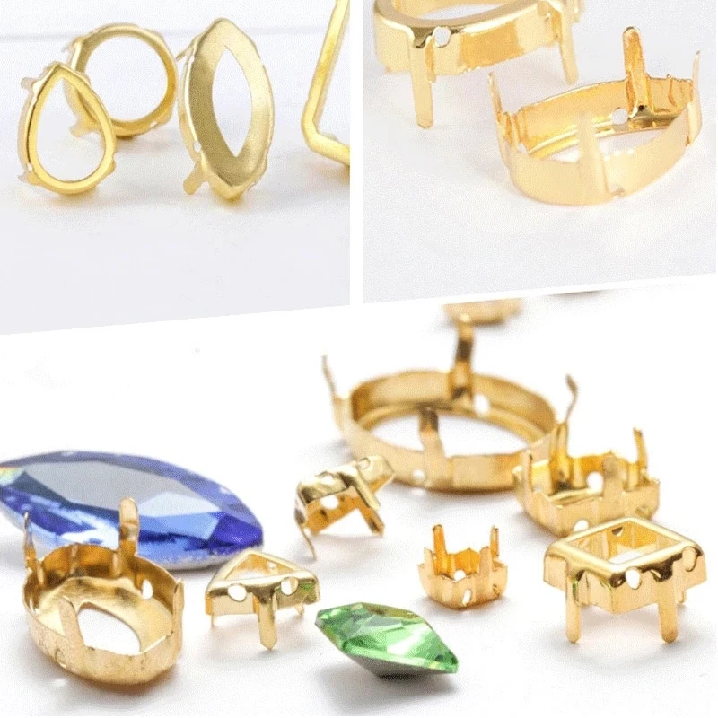 XiChuan 20Pcs 구리 발톱 드롭 모양 수 놓은 라인 석 유리 구슬 Flatbacks 부품 Bouton 거리 양재 액세서리 diy에 대 한