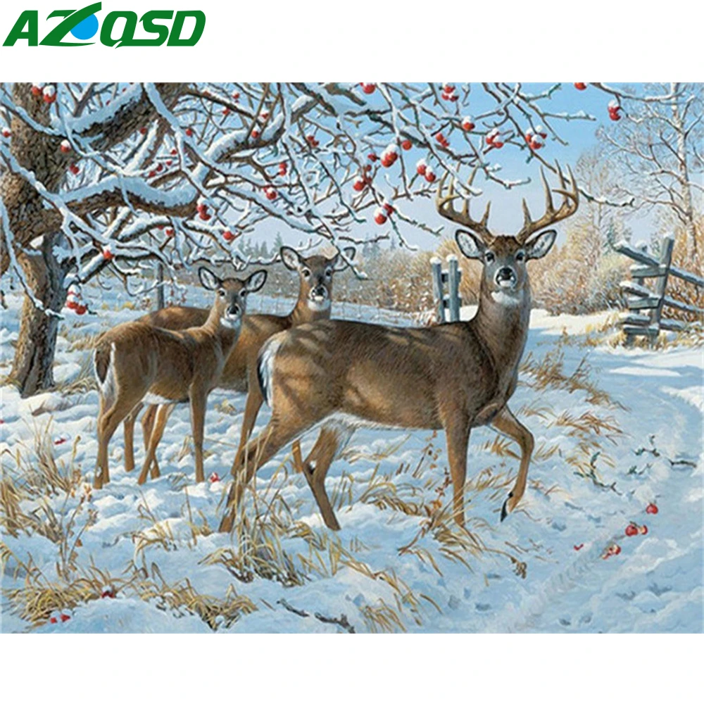 

AZQSD 5D DIY Diamond Painting Animal Cross Stitch Full Square Drill Diamond Embroidery Deer Picture Rhinestones Kit Handicraft