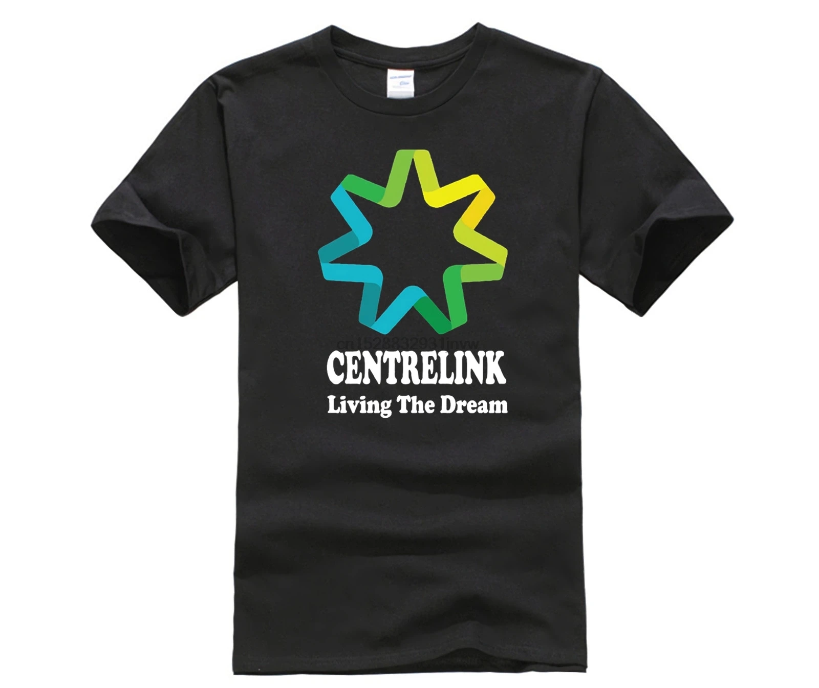 Горячие предложения черная футболка с забавным логотипом Centrelink Living The Dream Aussie Straya