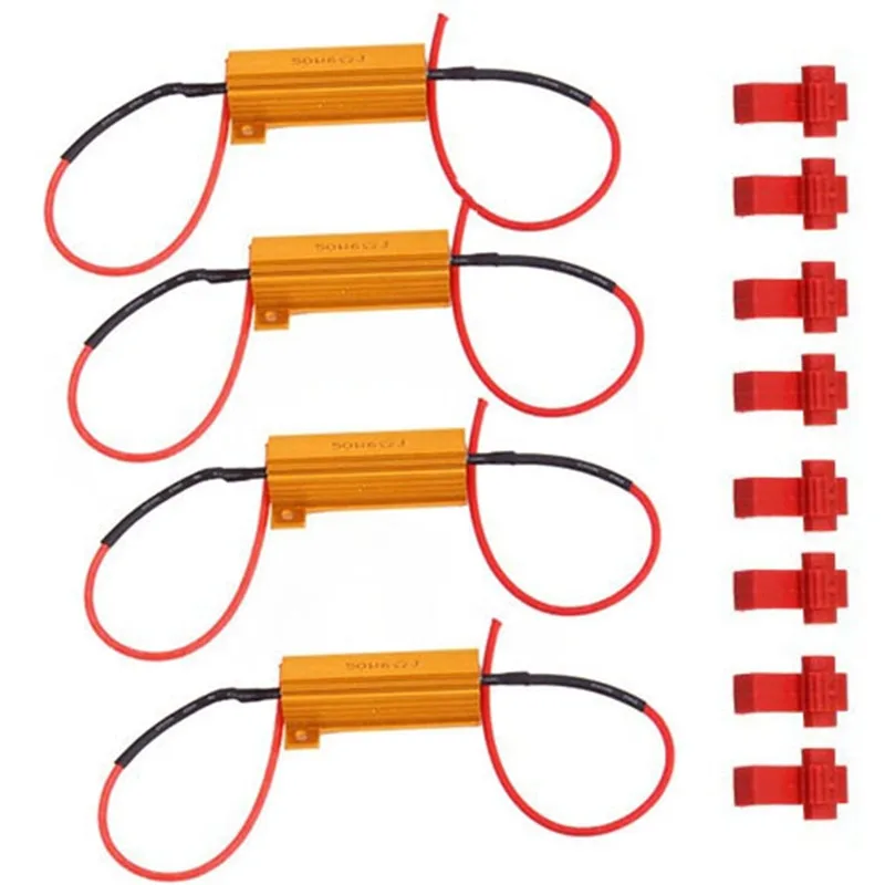 

Vehemo 4 LED Turn Signal Load Resistor Blinker Fix 50W Decoding Resistors Kits Light 6 ohm 12V With (Golden)