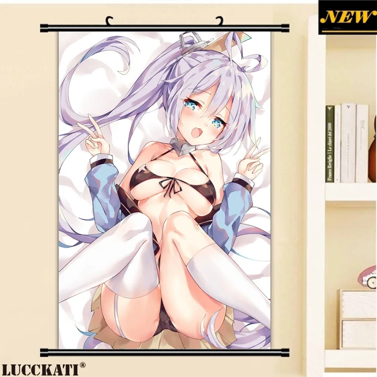 40X60 см Azur Лэйн Билан хансян игра капроновые сексуальные лоли соски pantsu мультфильм аниме настенный постер прокрутки холст живопись - Цвет: L