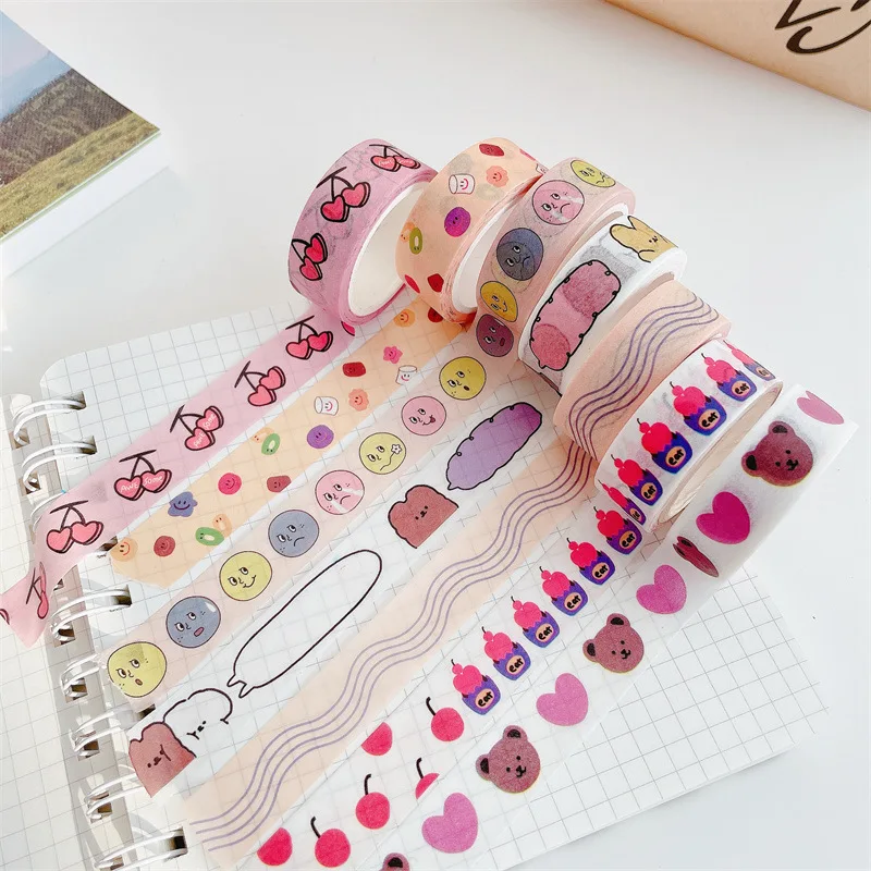 Washi Tape Stickers Emoji,Number,Cherry,Heart,Bear,Food Kawaii Masking Tape Card Making Scrapbooking Albums Diary DIY Crafts Decor Supplies