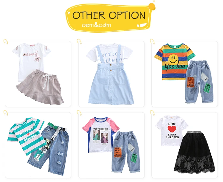 Girls Rainbow Striped T-shirt Summer Outfit Girl Clothes Jeans Shorts Kids Girls 2 Piece Clothing Set