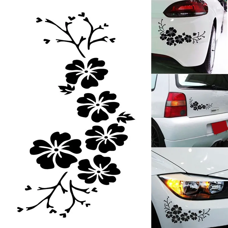 

1pc Car 3D Flowers Bumper Cover Personalized Creative Stickers Reflective Warning Decal Waterproof Bumper Decals 25x14cm