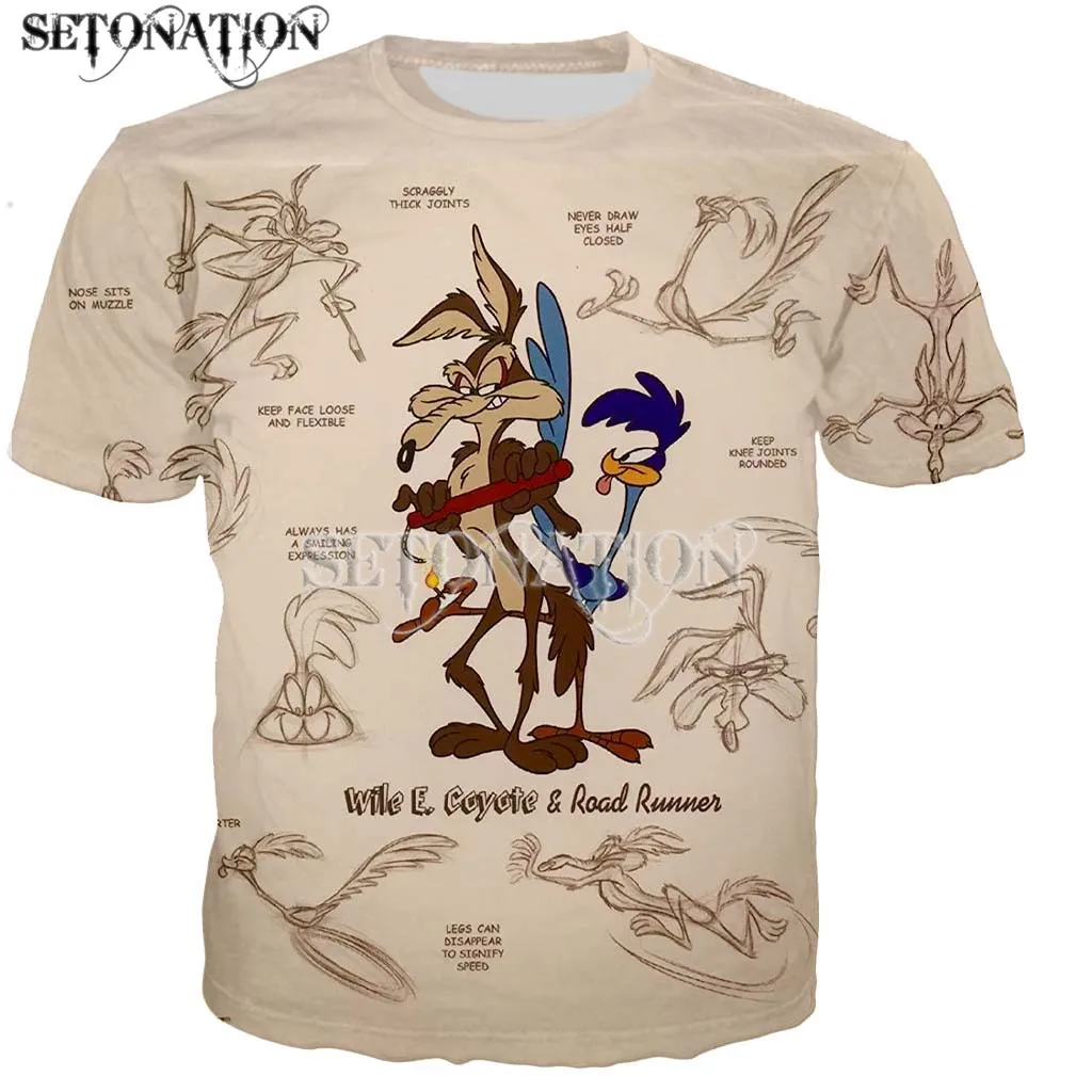 Roadrunner & wile e coyot series men /women New fashion cool 3D printed t-shirts Harajuku style tshirt streetwear summer tops