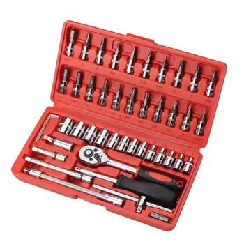 

46Pcs/Set Mechanics Car Hand Tool Carbon Steel Combination Set Wrench Socket Spanner Screwdriver For Auto Repair Toolbox