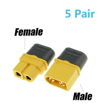 

10 x Amass XT60+ Plug Connector With Sheath Housing 5 Male 5 Female (5 Pair )