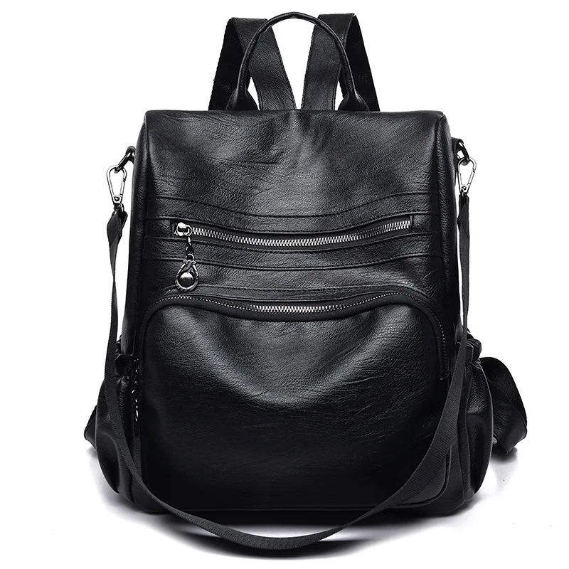 

2018 New style Korean-style backpack women's pu soft leather lightweight waterproof multi-functional student school bag anti-the