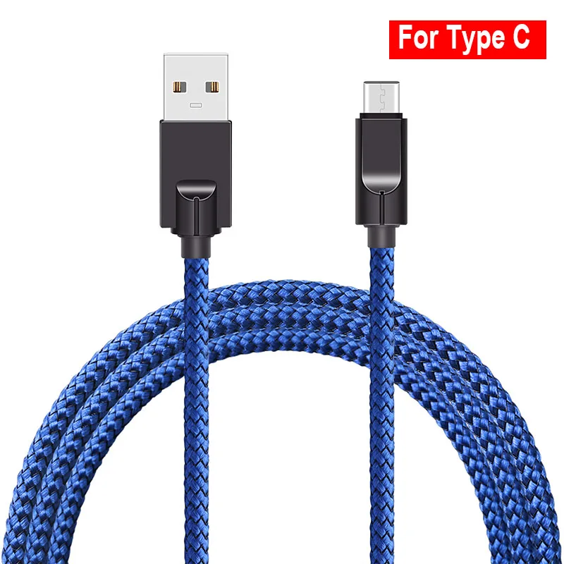 Синий Для Тип usb C Быстрый зарядный кабель 1 м для передачи данных в нейлоновой линией мобильный телефон Android кабели 2.5A Быстрая зарядка Тип-C кабель для Xiaomi - Цвет: Синий