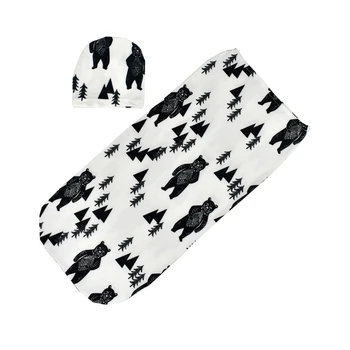 

Elastic anti-jump baby sleeping bag hat set newborn baby towel cap set