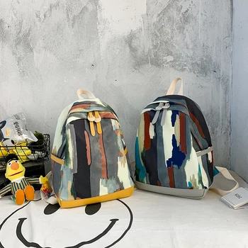 

ABAY 2020 New Luxury Women's Bags Designer Student Backpack Color Matching Tie-Dye Bag Large Capacity Backpack Bolsa Feminina