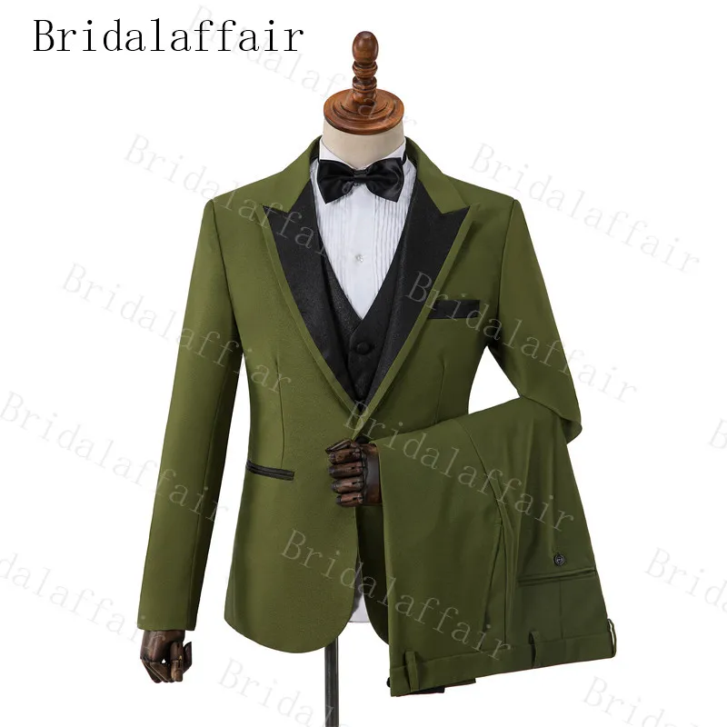 

Bridalaffair, новый дизайн, армейские зеленые мужские костюмы, индивидуальный пошив, модные мужские костюмы, смокинги для свадебной вечеринки, 3 предмета (пиджак + жилет + брюки)