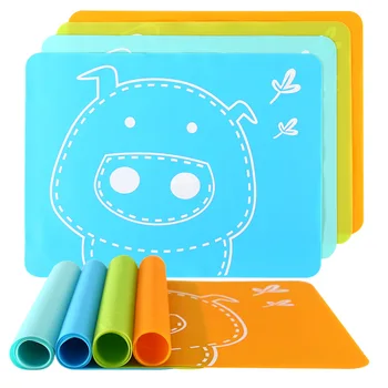 

40*30 Cute Silicone Placemat Bar Mat FDA Baby Kids Plate Mat Table Mat BPA Free Waterproof Set Home Kitchen Pads Hot Resistant