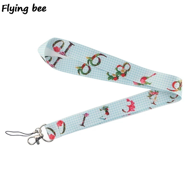 

Flyingbee Fashion Number Keychain Keys Holder Keyring Phone Lanyard Women Strap Neck Lanyards for ID Card Keys X0362