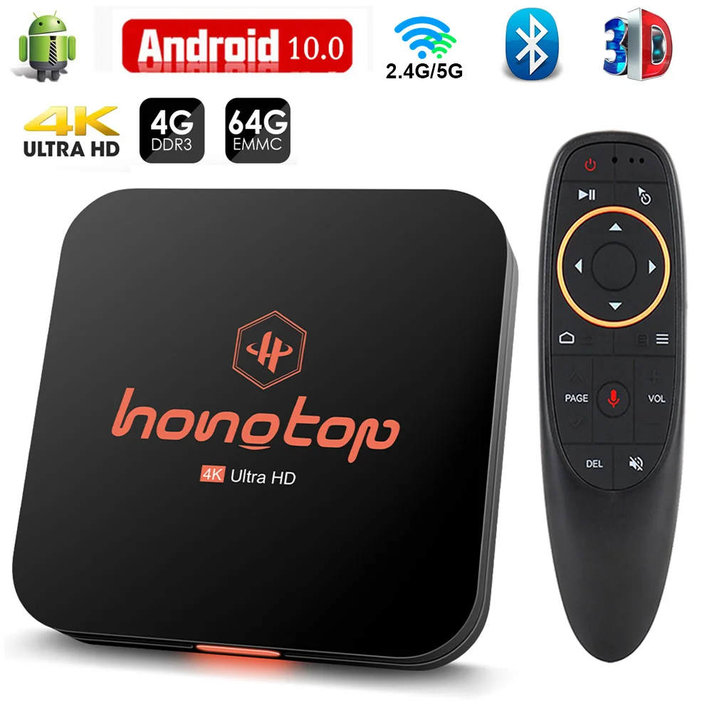 ТВ-приставка Hongtop на базе Android 10 0 голосовой помощник Google 4K 3D Wi-Fi 2 4 ГГц и 5 8 Гб ОЗУ 64