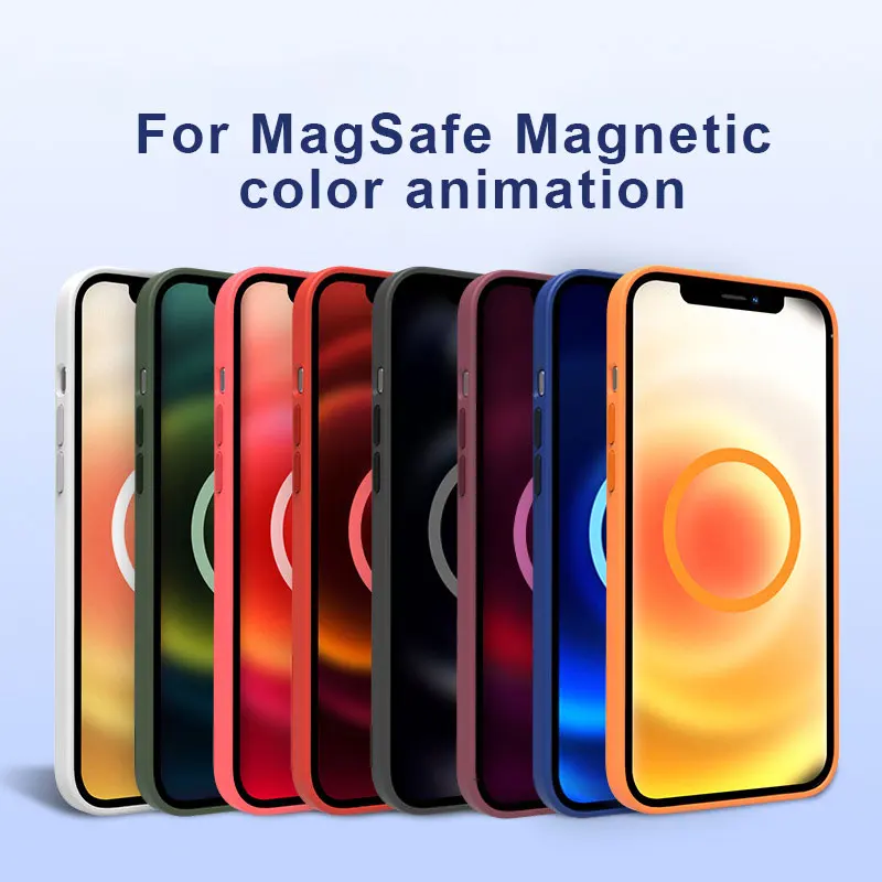 Magnetic Phone Case for iPhone 12 Pro Mini Max MagSafe Wireless Charging Case 1:1 Original Luxury Liquid Silicone Animation Case
