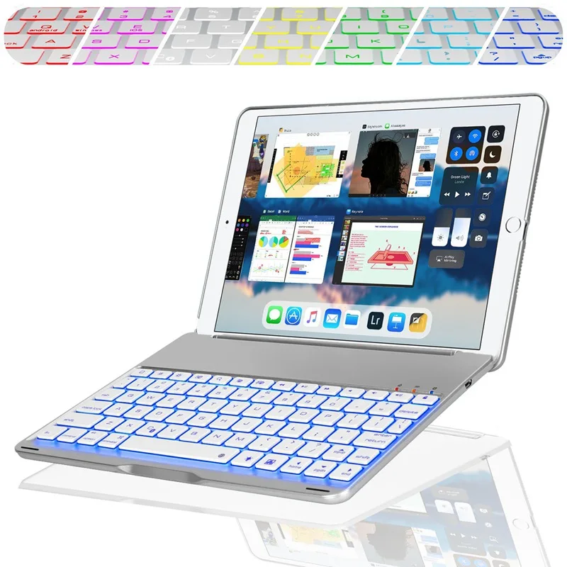 Для iPad клавиатуры чехол для нового iPad, iPad, iPad Pro 9,7, iPad Air 1 и 2-Bluetooth Съемная Тихая клавиатура-тонкий