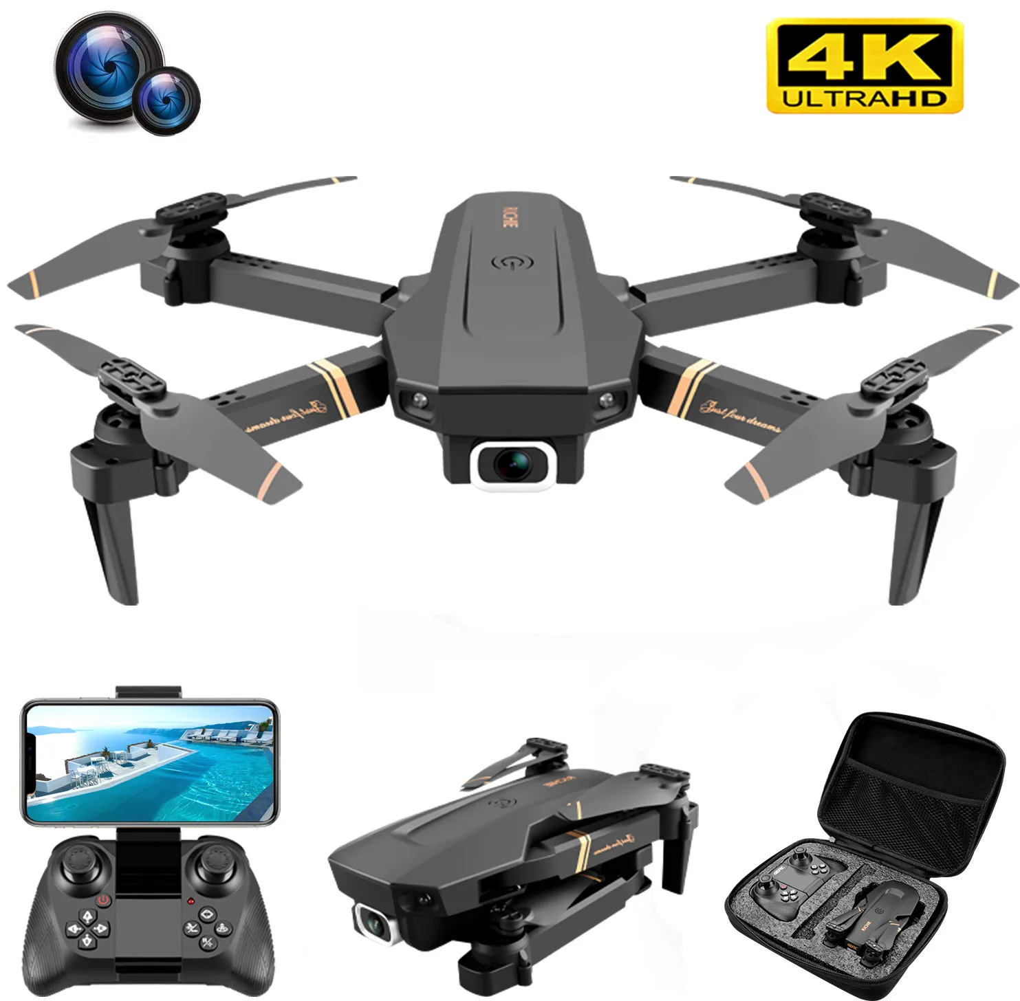 V4 Rc Drone 4k HD Wide Angle Camera 
