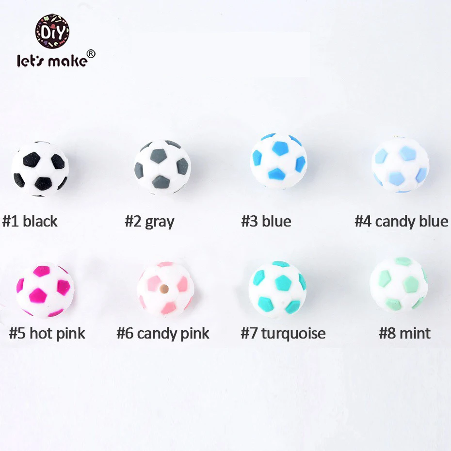 Let's Make Silicone Football 20PC BPA Free Silicone Teether Chewing Beads DIY Crafts Accessories Nursing Pendant