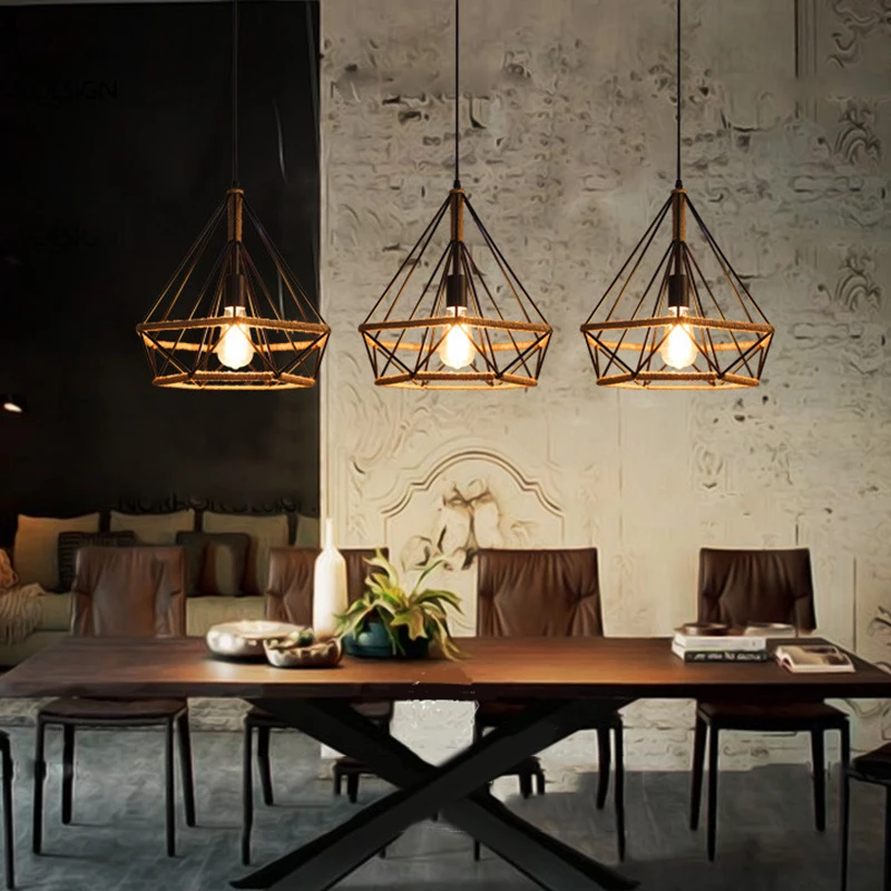 

Creative Retro Iron Rope Bar Decor Ceiling Pendant Light Lamp Shade 25*26cm