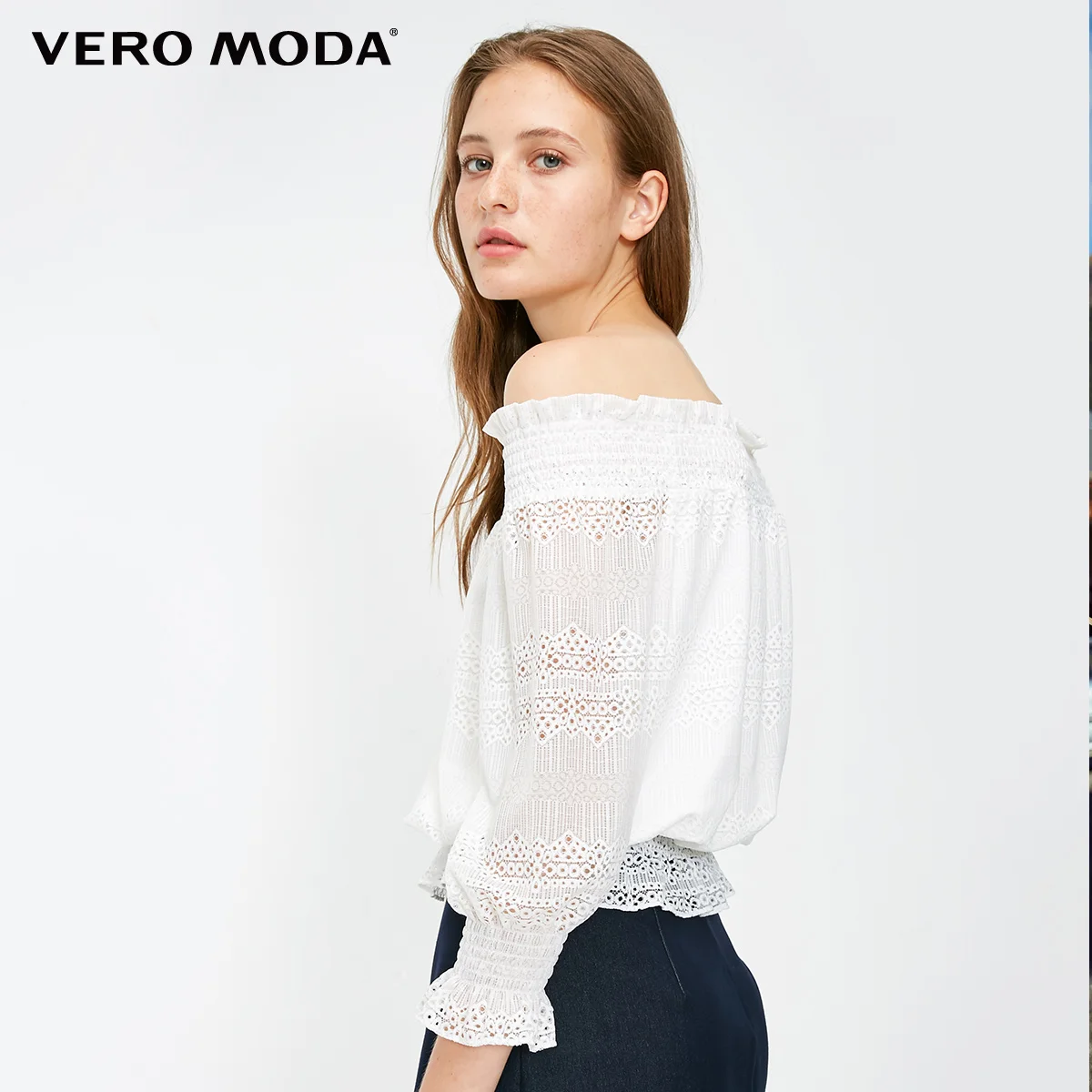 Vero Moda женские кружевные топы с вырезом лодочкой 3/4 рукавами | 318330521