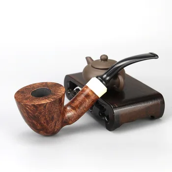 

White Deplanate Mouth Briar Pipe 9mm Filter Smoking Tobacco Pipe 74 tools free Big Smoking Pipe Handmade Briar Wood Pipe Set