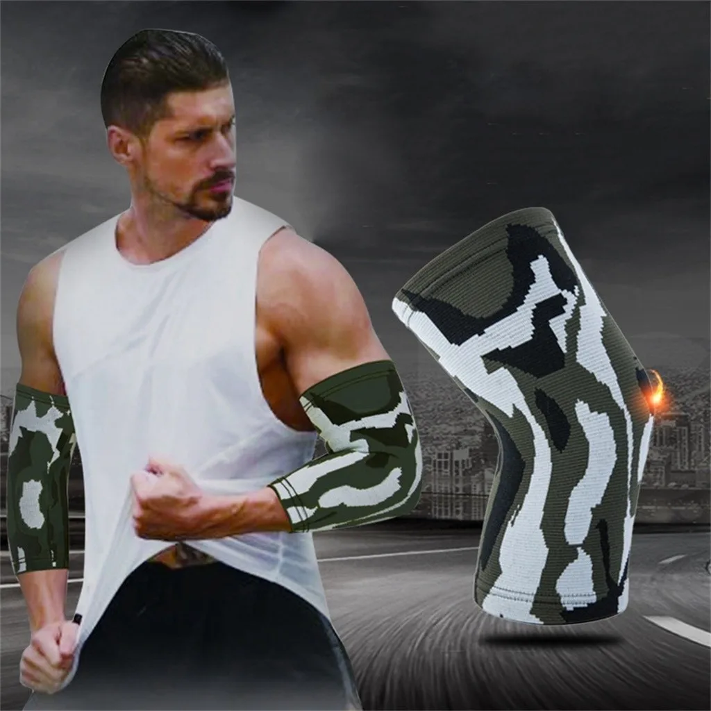 Камуфляж дышащие спортивные налокотники Crashproof Баскетбол Налокотники Brace
