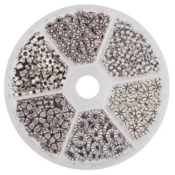 

1 Box Tibetan Style Alloy Spacer Beads Flower Antique Silver 8x2cm 300pcs/set