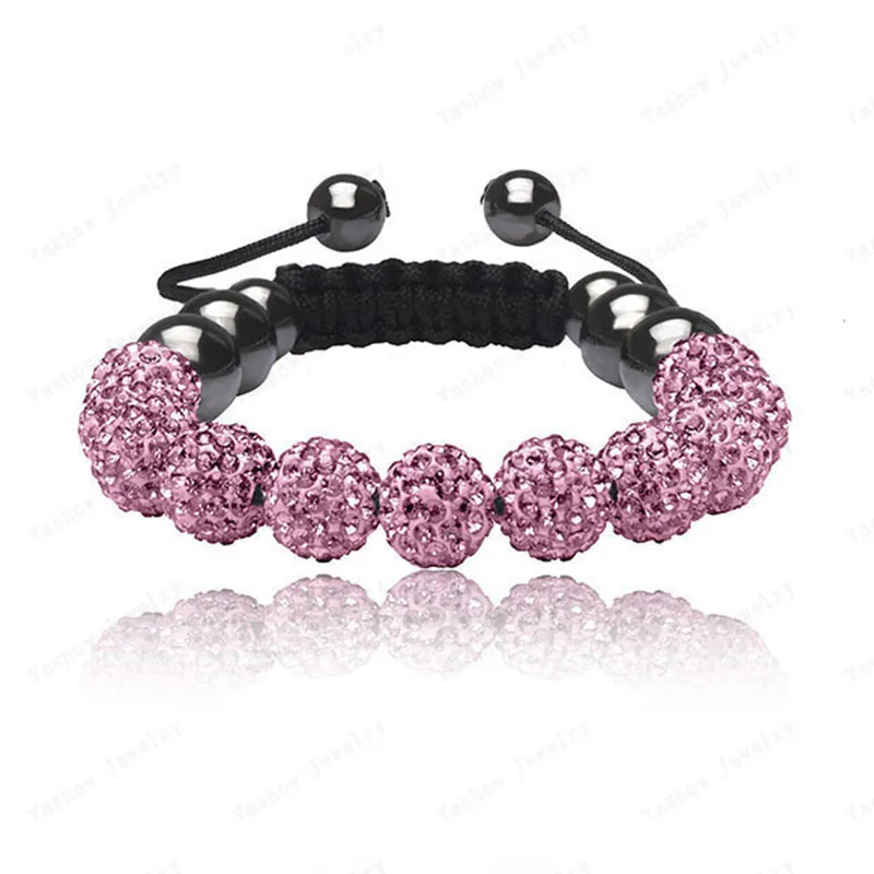 ZooMango модный браслет с кристаллами браслеты для женщин 10 мм микро Pave CZ Диско Шар горный хрусталь бусины(11 шт.) Браслеты SHBR31 - Окраска металла: Pink