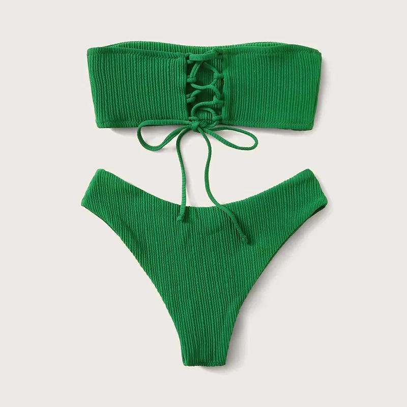 bandeau string bikini set