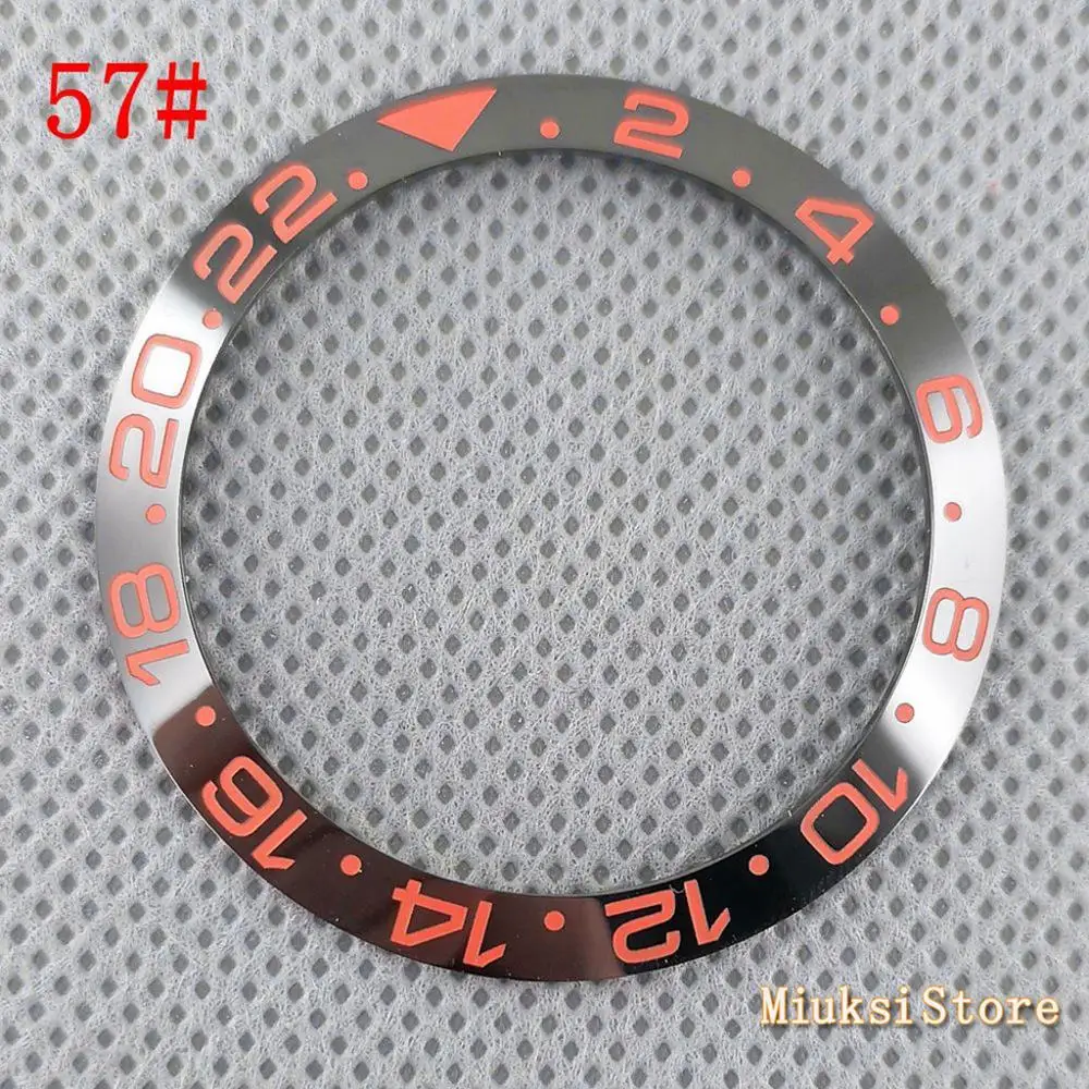 57 Аксессуары для часов 38 мм, Драгоценный Камень fit GMT автоматический 40 мм Мужской БЕЗЕЛЬ для наручных часов fit Parnis часы p300 - Цвет: 57