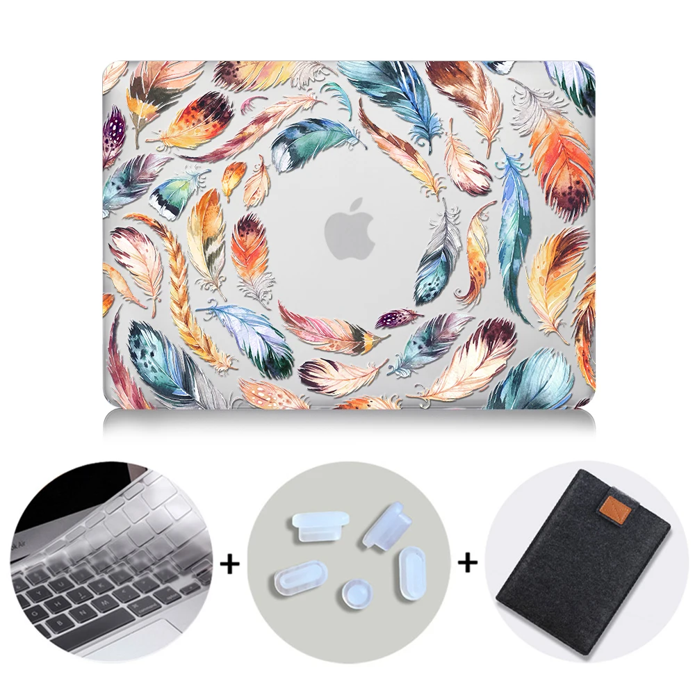 MB02 MTT Хрустальный чехол с перьями для Macbook Air Pro retina 11 12 13 15 дюймов с сенсорной панелью с принтом павлина Твердый Чехол 13,3 ''чехол для ноутбука - Цвет: MB02