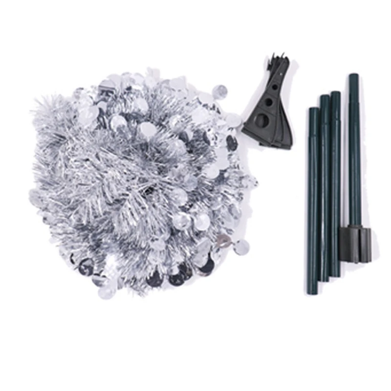 Christmas Tree Ornament Retractable Christmas Supplies Wool Top Christmas Tree Folding Christmas Decor for Home Party - Цвет: Silver